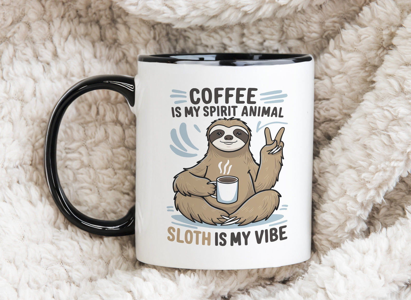 Sloth Mug Coffee is my Spirit Animal Sloth is My Vibe Novelty Cup