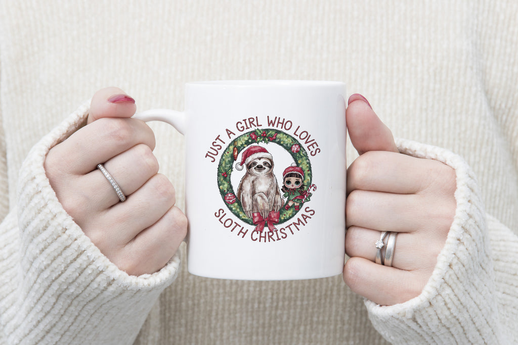 Christmas Sloth Just a Girl Who Loves Novelty Mug Coffee Cup