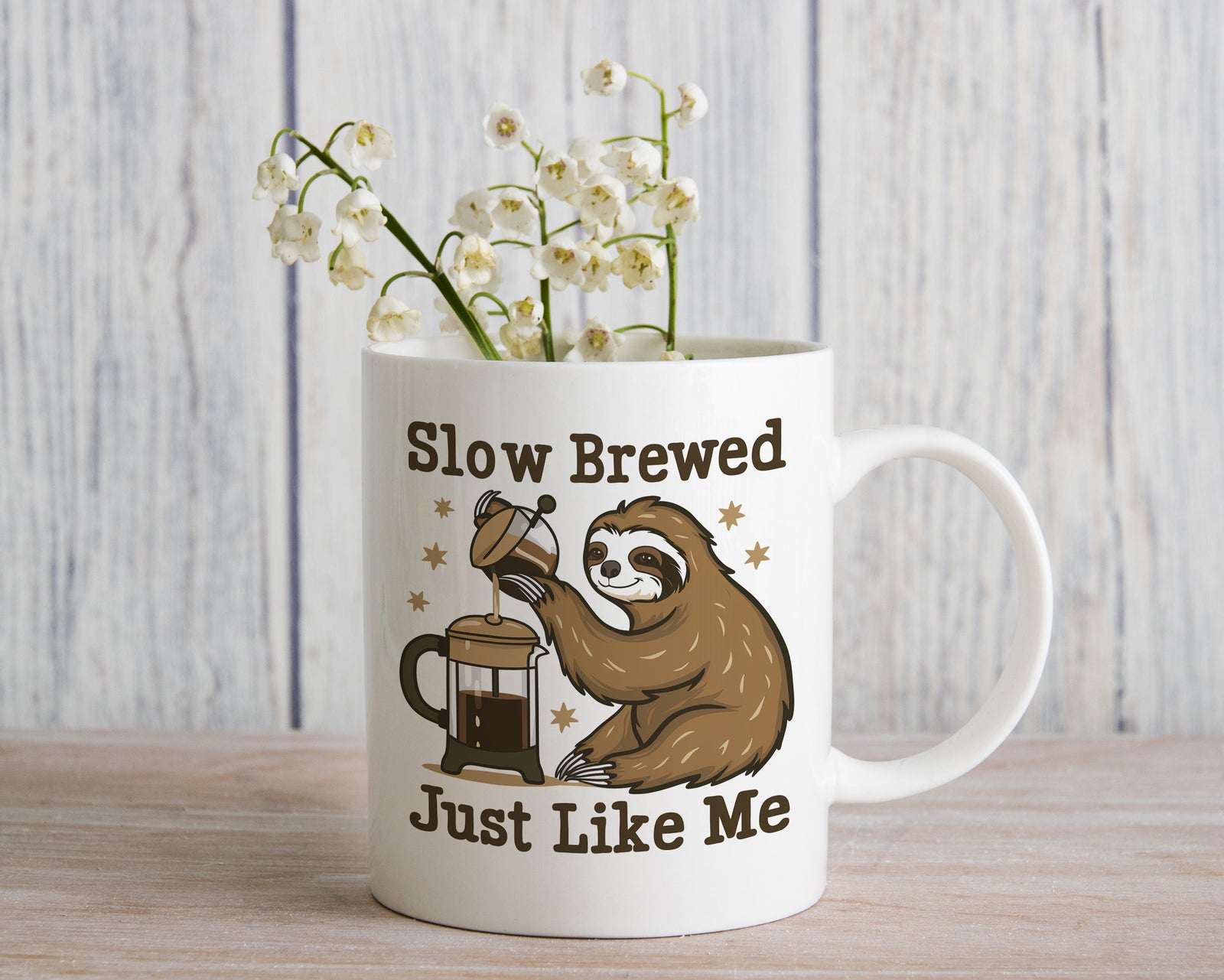 Sloth Mug Slow Brewed Just Like Me Coffee Novelty Cup