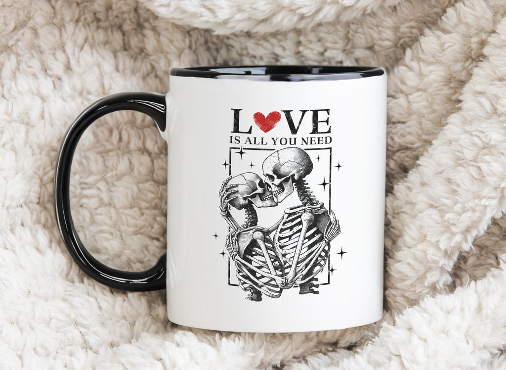 Valentines Day Mug Love is all you need Skeleton Coffee Cup
