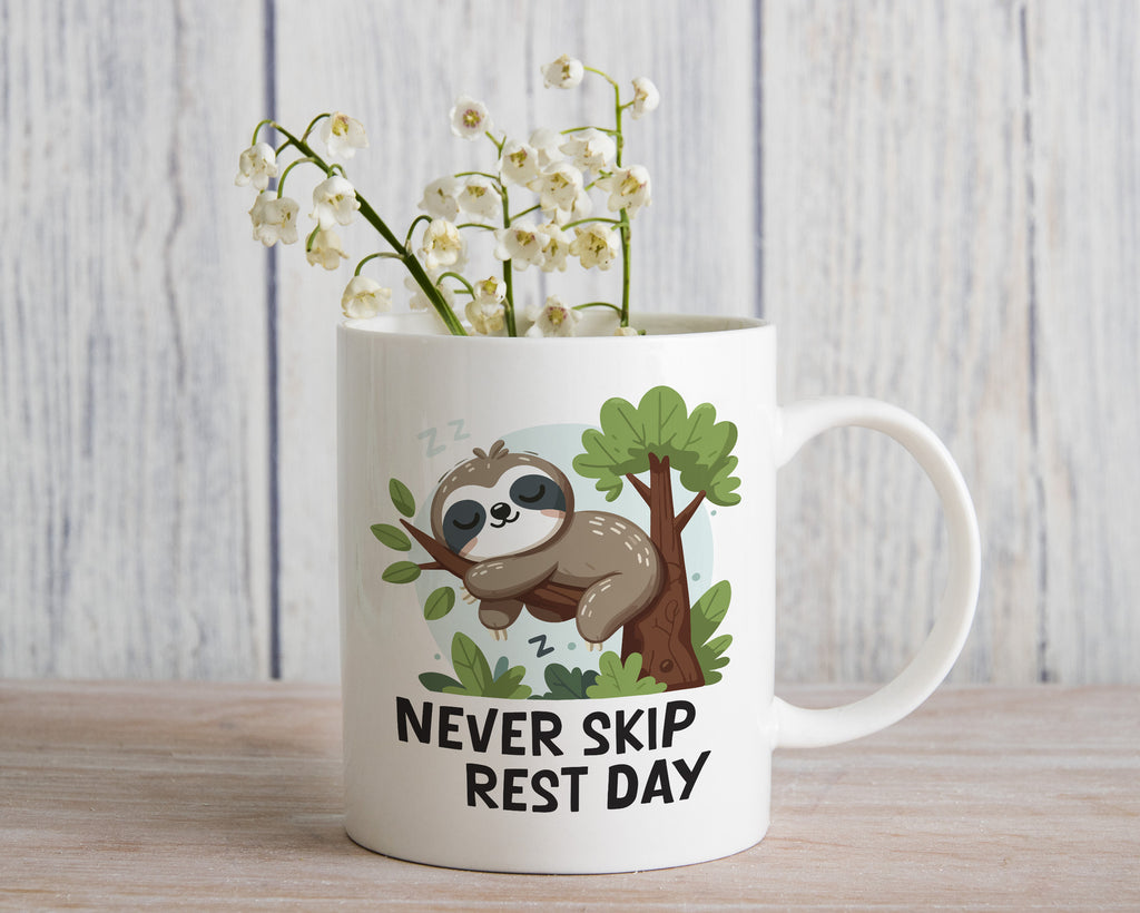 Sloth Mug Never Skip Rest Day Coffee Novelty Cup