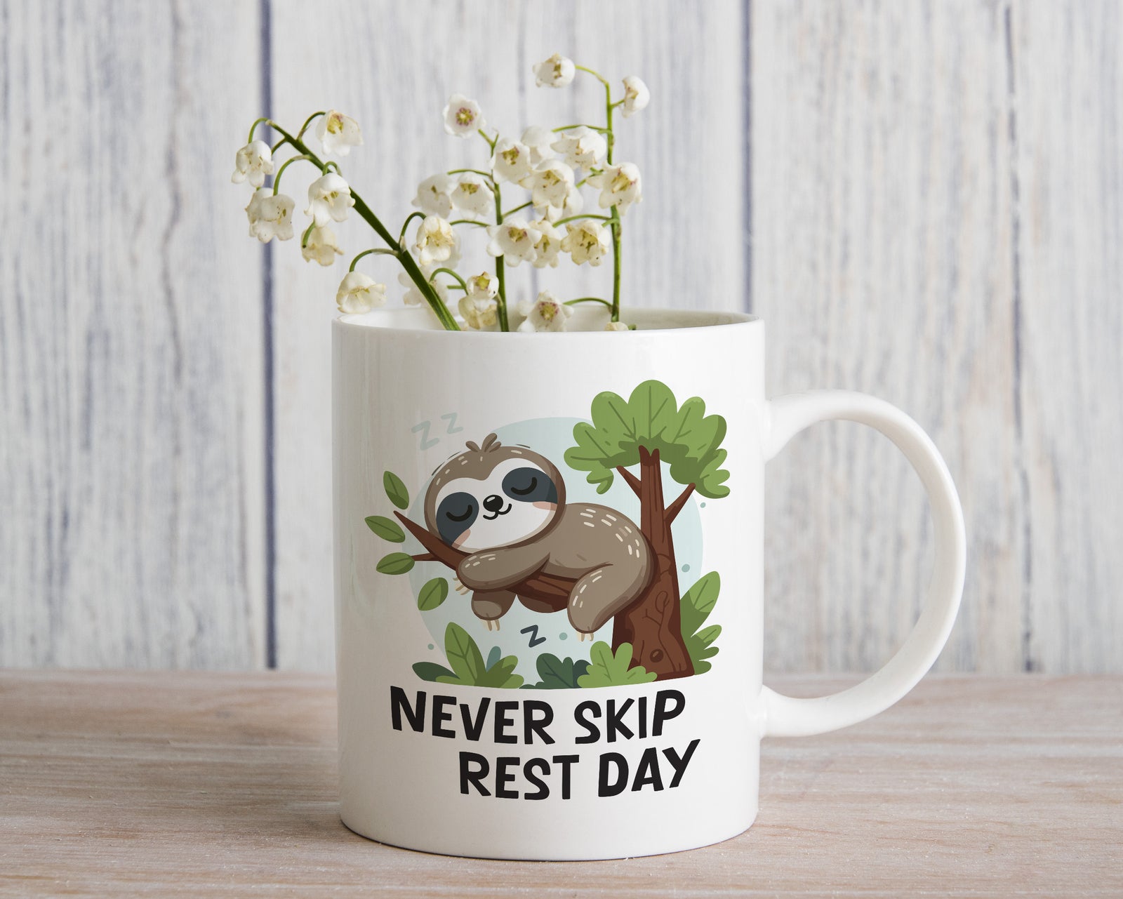 Sloth Mug Never Skip Rest Day Coffee Novelty Cup