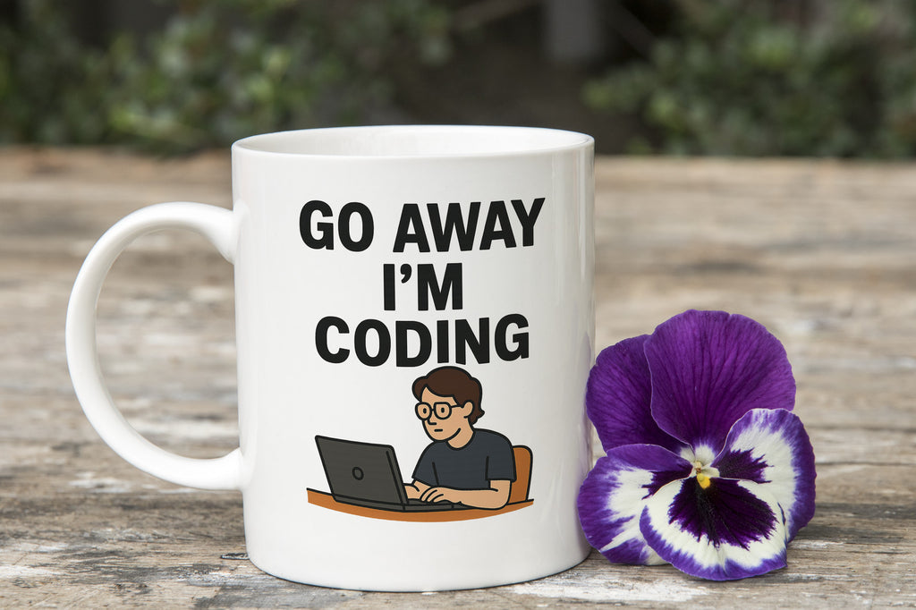 Go Away I'm Coding Novelty Mug Funny Nerd Coffee Cup