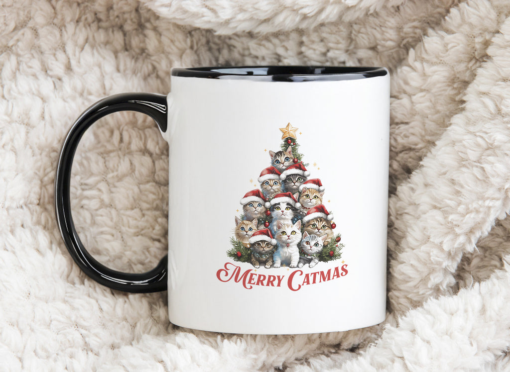 Merry Catmas Novelty Mug Cat Lover Cute Christmas Tree Coffee Cup