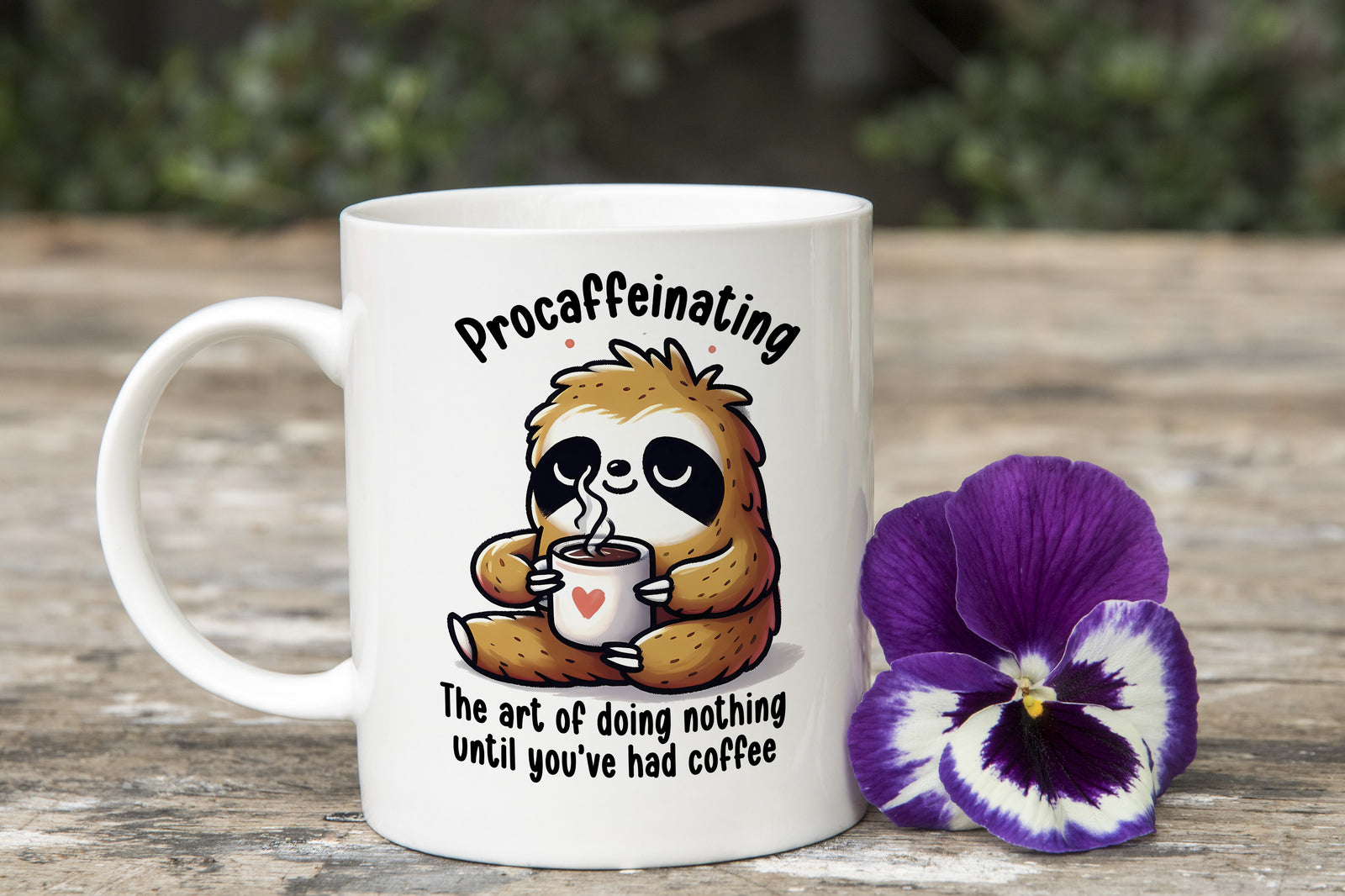 Procaffeinating Novelty Mug Sloth the art of doing nothing Coffee Cup