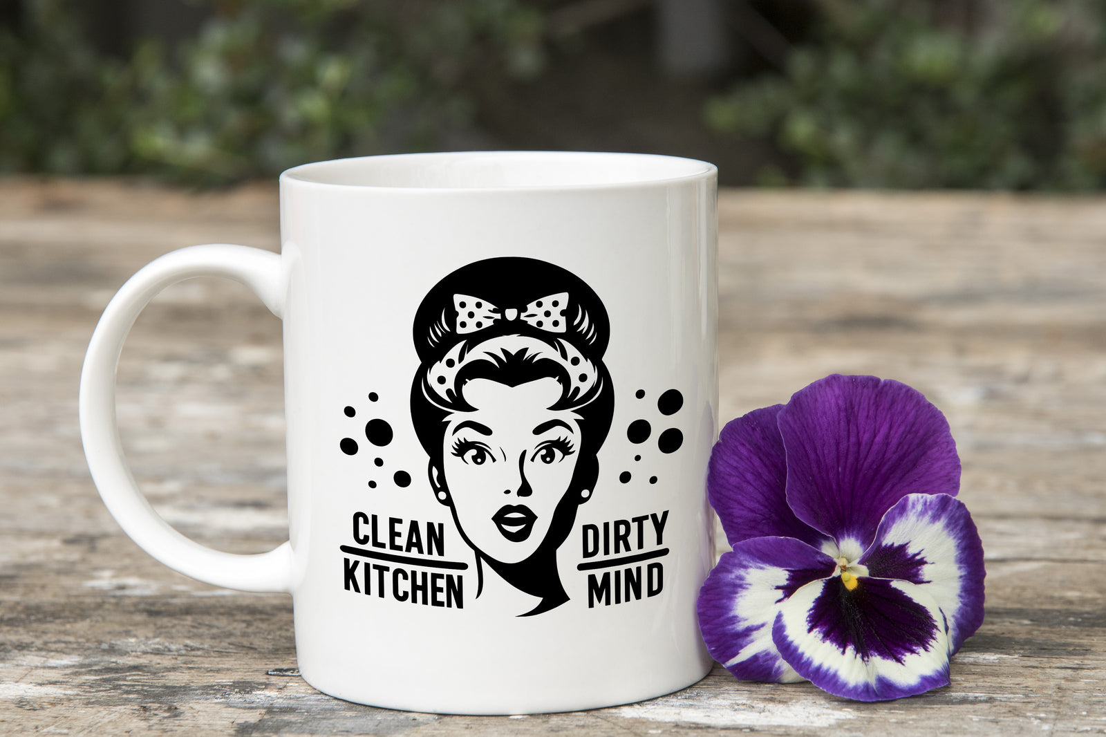 Clean Kitchen Dirty Mind Novelty Mug Retro Woman Sarcastic Caffeine Cup
