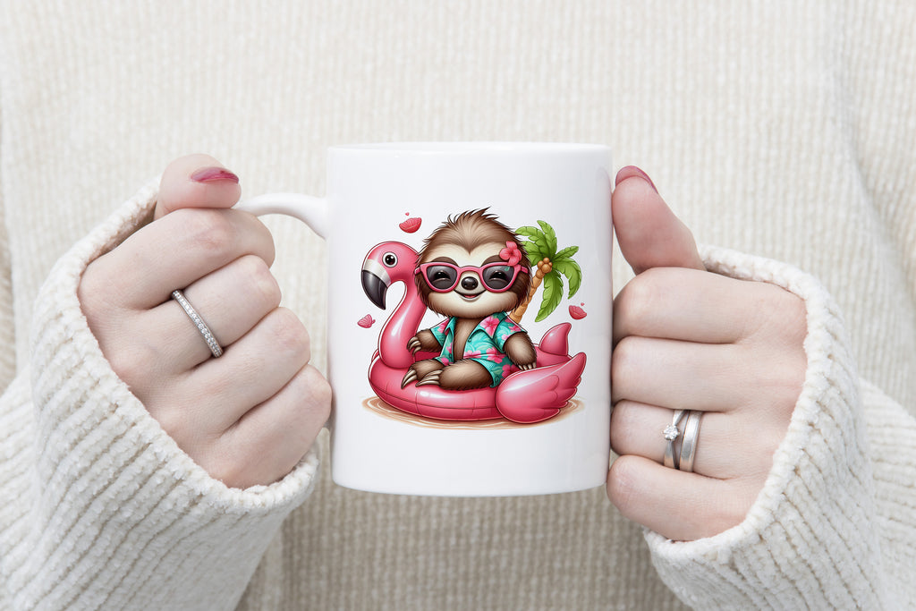 Pool Party Sloth Novelty Mug Caffeine Inflatable flamingo Tea Cup