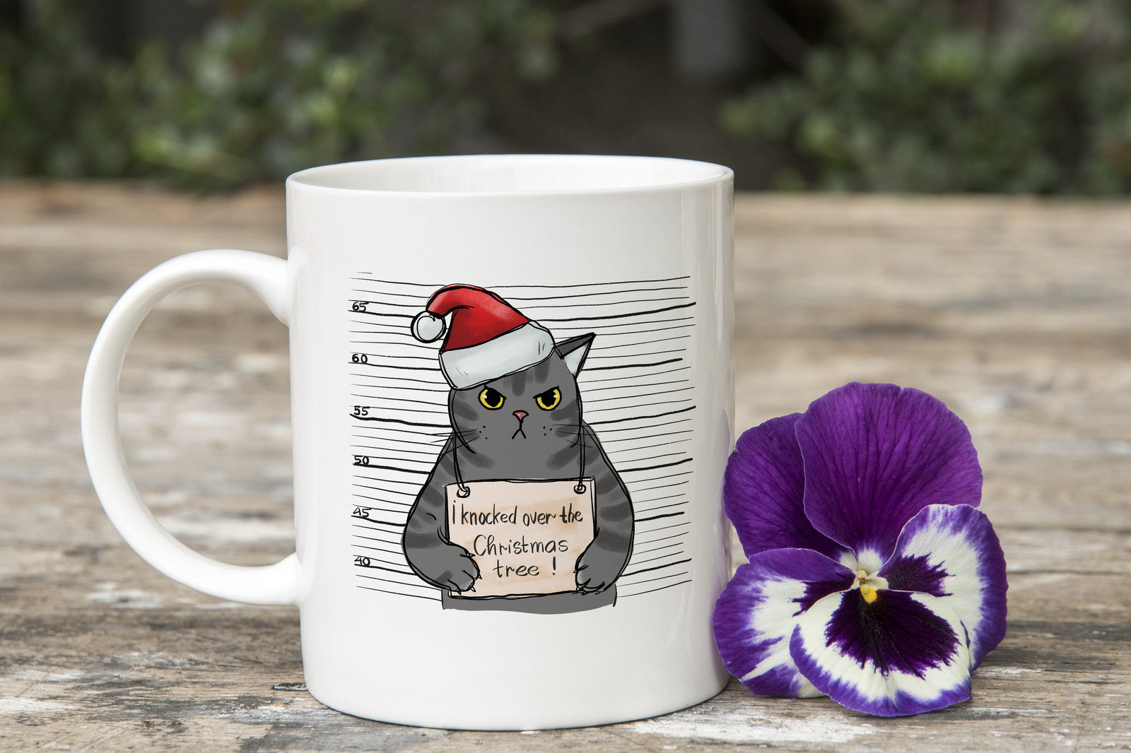 Cat Knocked over Christmas Tree Novelty Mug Caffeine Tea Cup