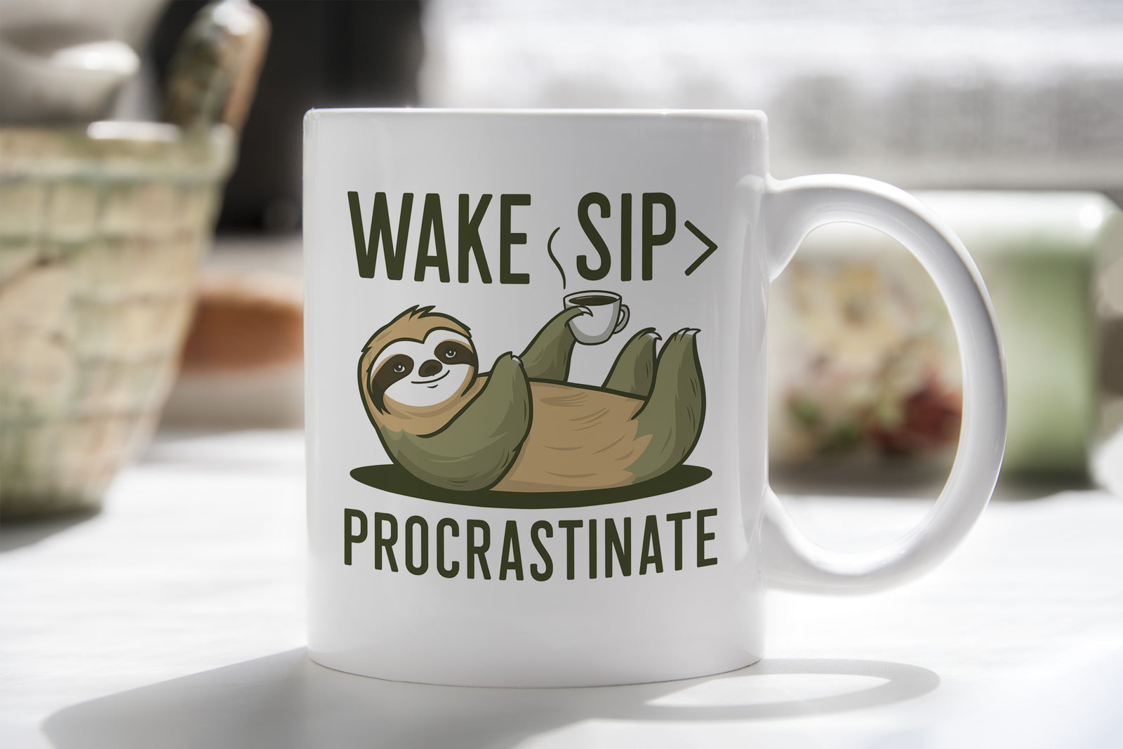 Sloth Mug Wake Up Procrastinate Sip Coffee Novelty Cup