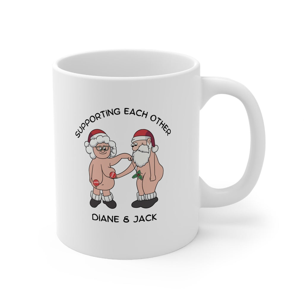 Personalised Christmas Novelty mug funny Couple Supporting Each Other In Old Age