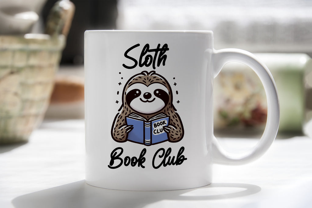 Sloth Mug Book Club Coffee Novelty Cup Reading