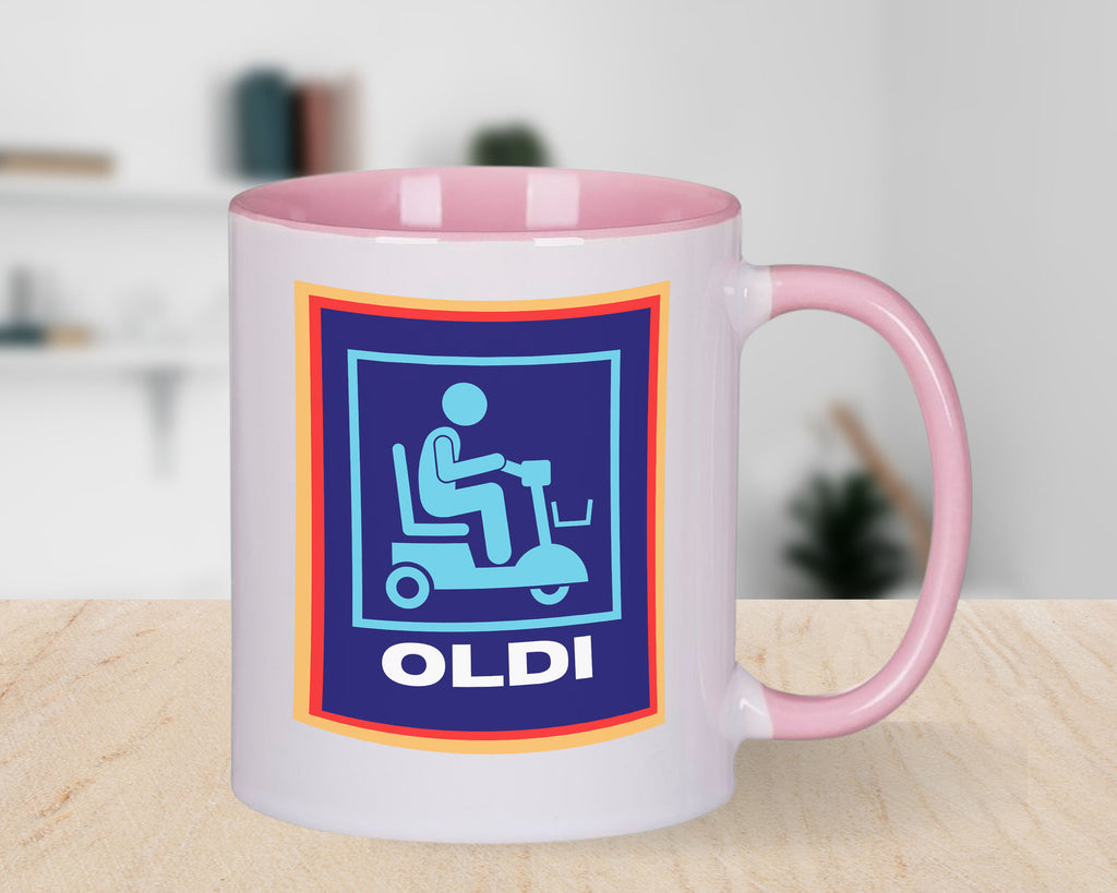 Oldi Mobility Scooter Funny Novelty Mug Aldi Parody Father's Mother's Day Gift