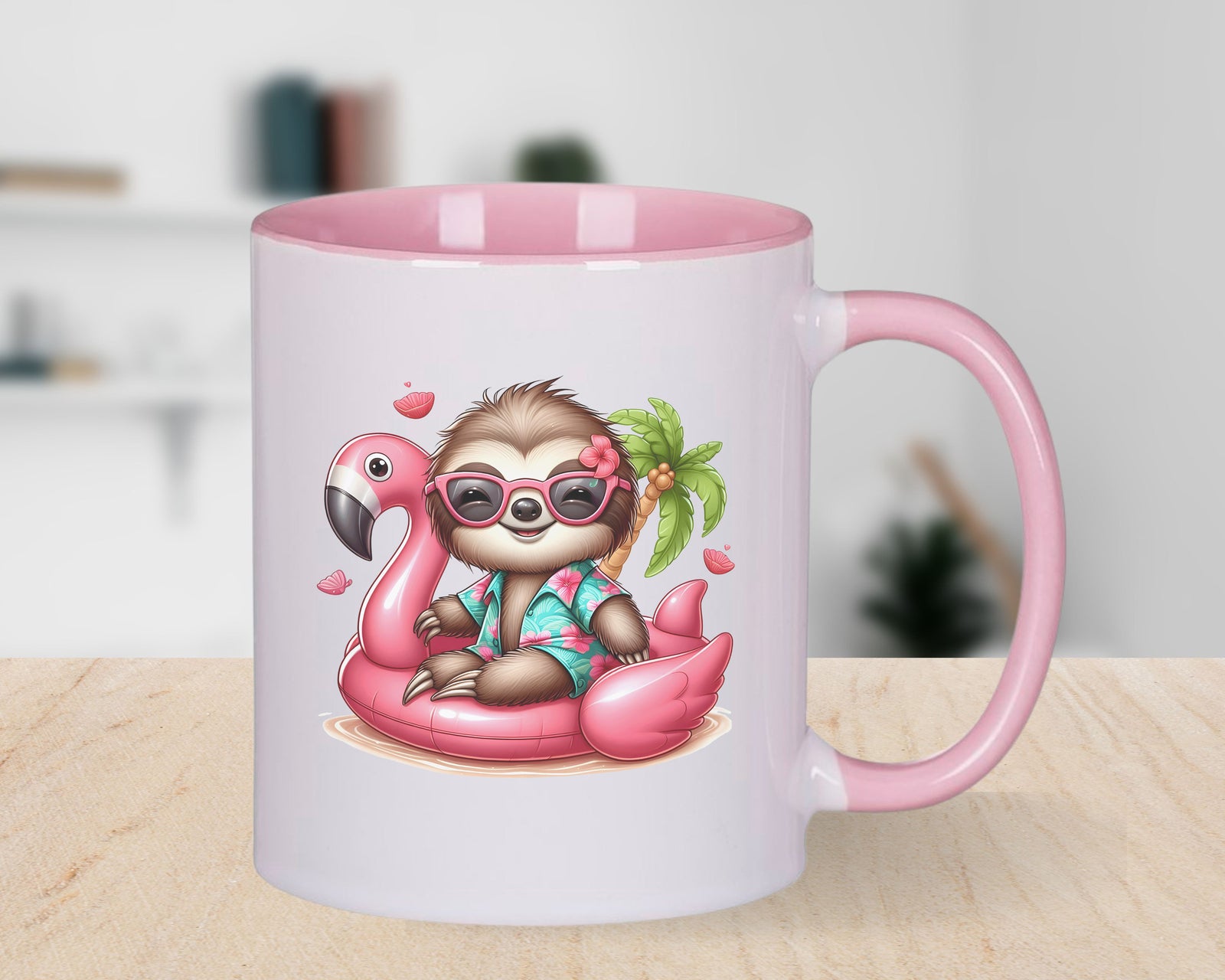 Pool Party Sloth Novelty Mug Caffeine Inflatable flamingo Tea Cup