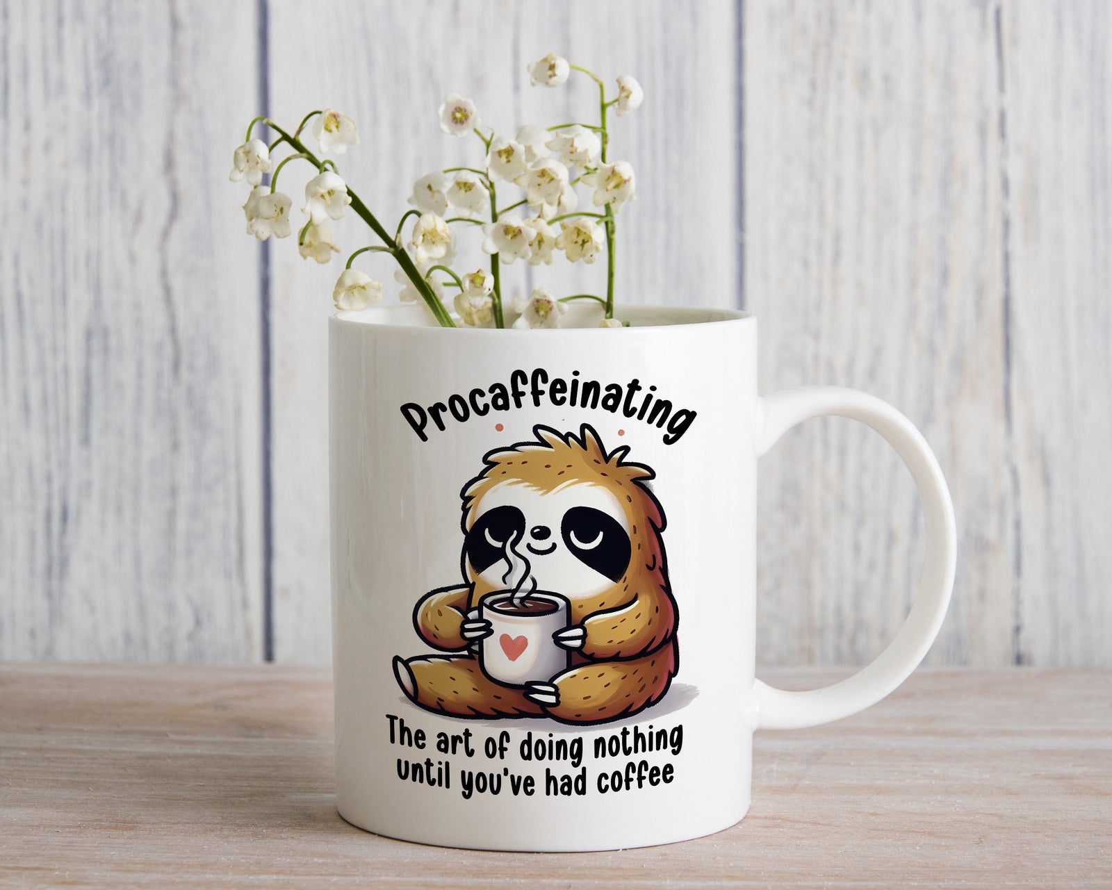 Procaffeinating Novelty Mug Sloth the art of doing nothing Coffee Cup