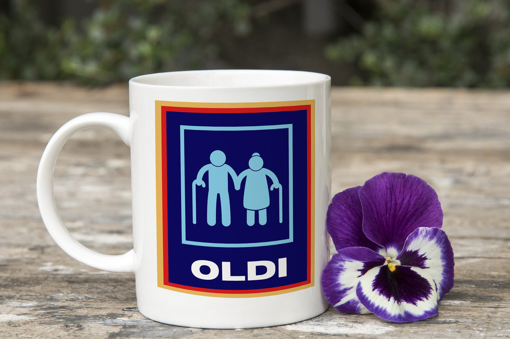 Oldi Mobility Walker Funny Old Novelty Mug Aldi Old Couple Parody