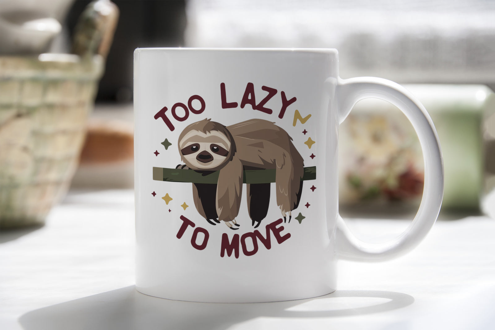 Sloth Novelty Mug Too Lazy To Move Coffee Cup
