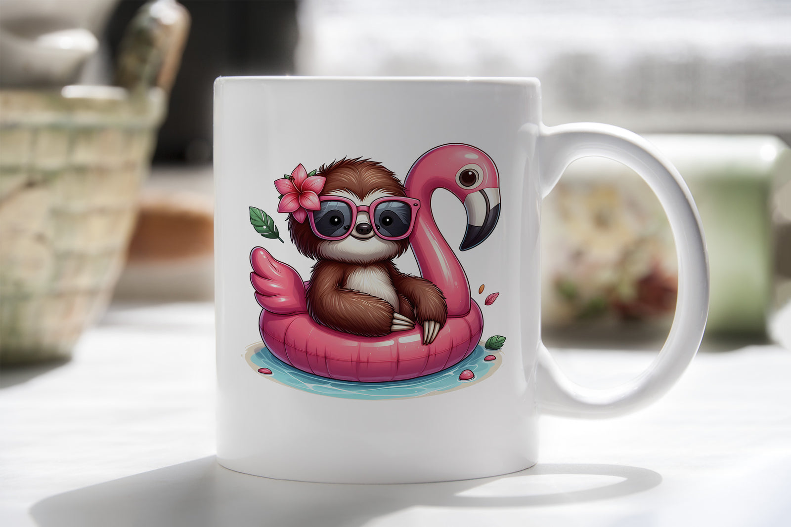 Sloth Summer Float Novelty Mug Fun Coffee Cup