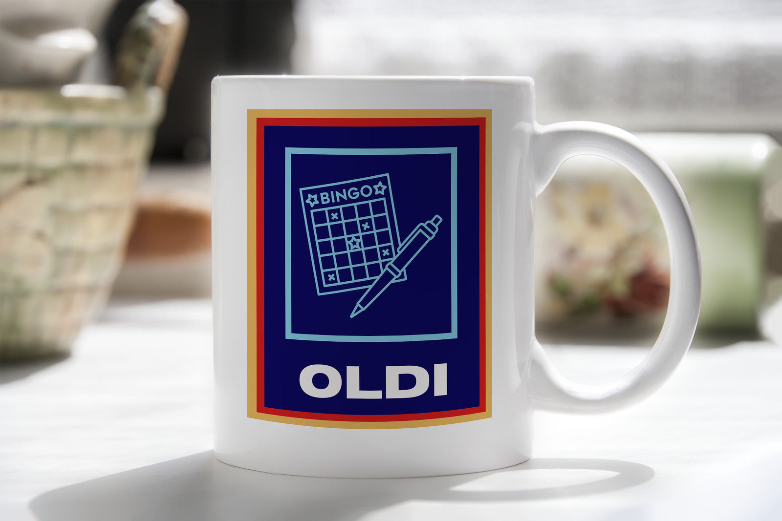 Oldi Bingo Funny Novelty Mug Aldi Parody Old Man Woman