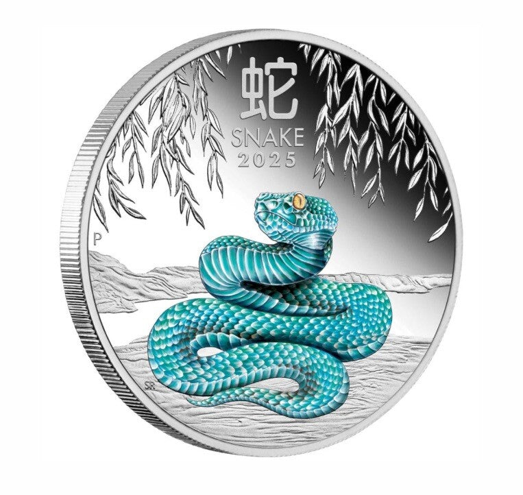 2025 Year of the Snake 1oz Silver Proof Coloured Coin Perth Mint - In Hand