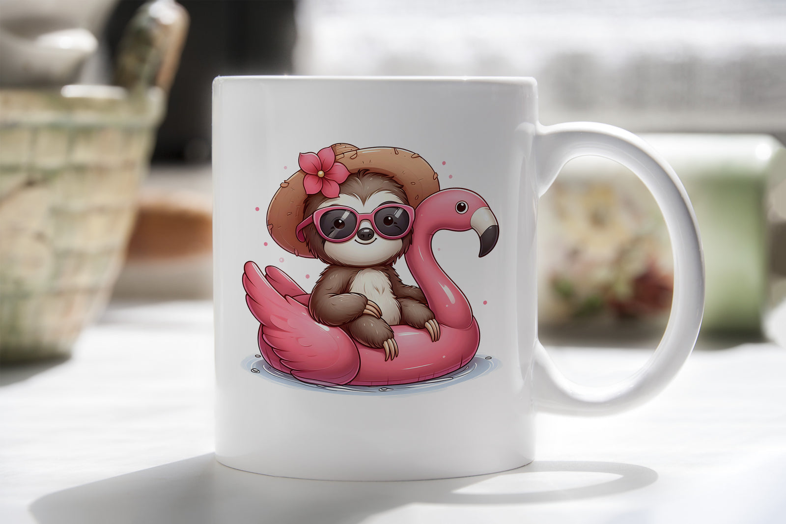 Sloth Novelty Mug Caffeine Pool Party Inflatable flamingo Tea Cup