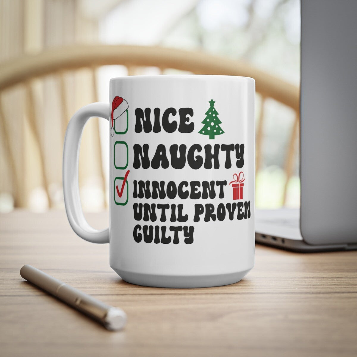 Christmas Mug Innocent Until Proven Guilty Naughty Or Nice Santa