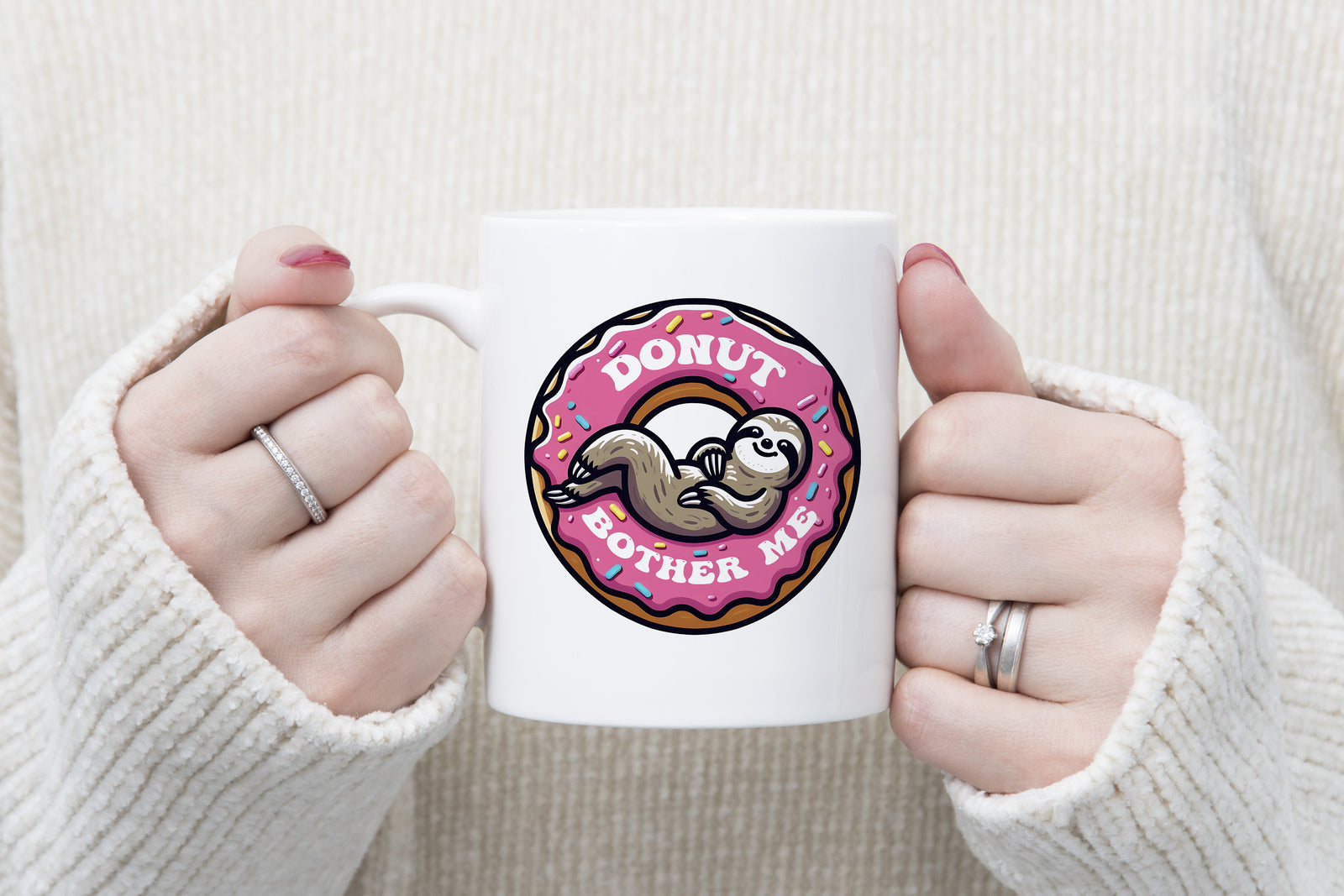 Sloth Mug Pun Donut Bother Me Coffee Novelty Cup