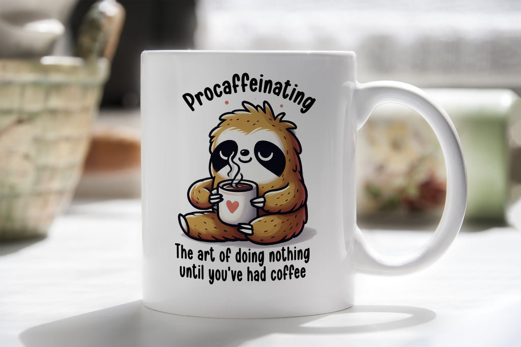 Procaffeinating Novelty Mug Sloth the art of doing nothing Coffee Cup