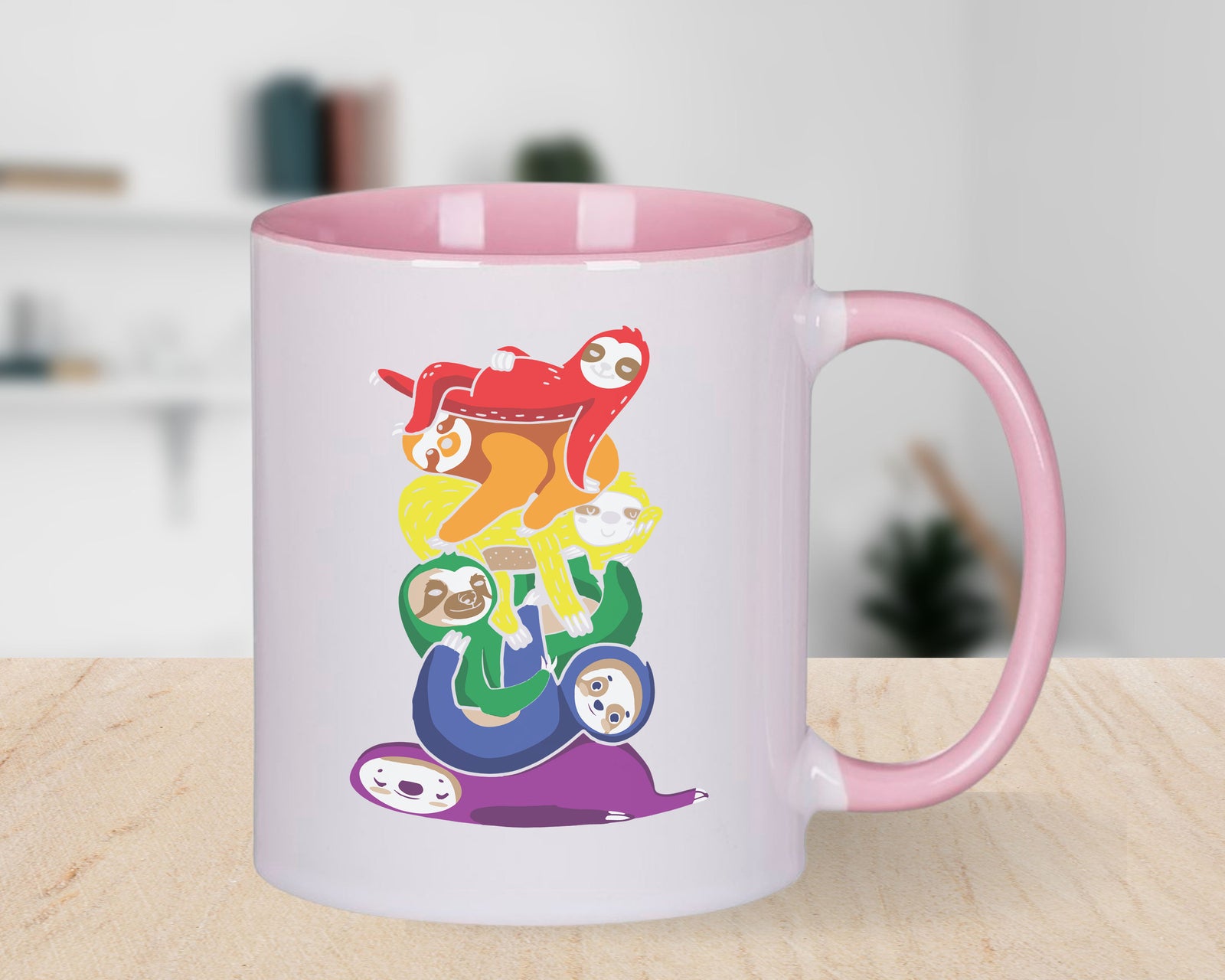 Sloth Pride Rainbow Novety Mug Love Coffee Cup