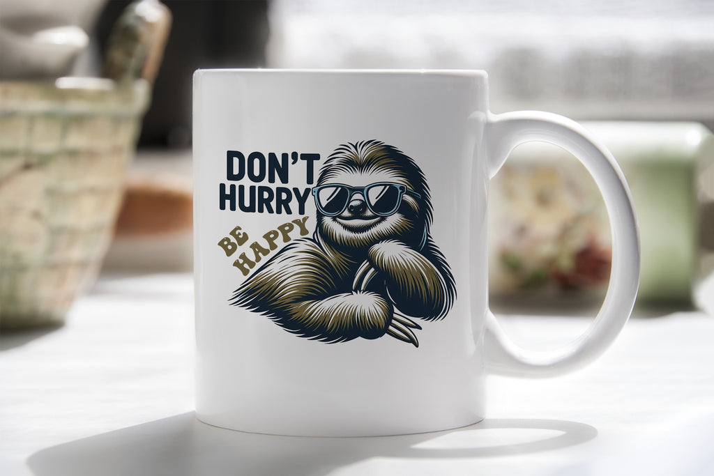 Sloth Mug Don't Hurry Be Happy Coffee Novelty Cup