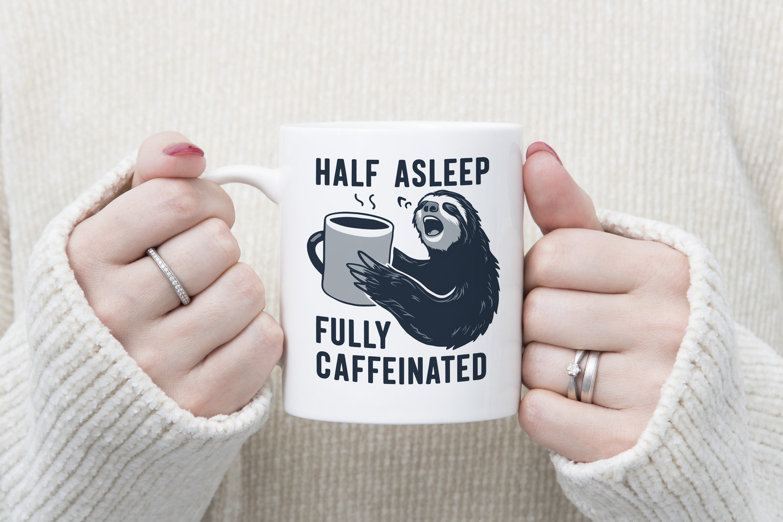 Sloth Mug Half Asleep Fully Caffeinated Coffee Novelty Cup