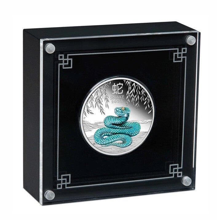 2025 Year of the Snake 1oz Silver Proof Coloured Coin Perth Mint - In Hand