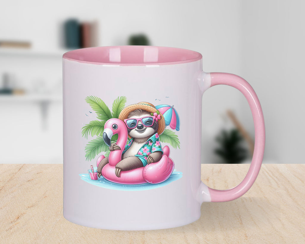 Sloth Palm Tree Float Novelty Mug Fun Coffee Cup