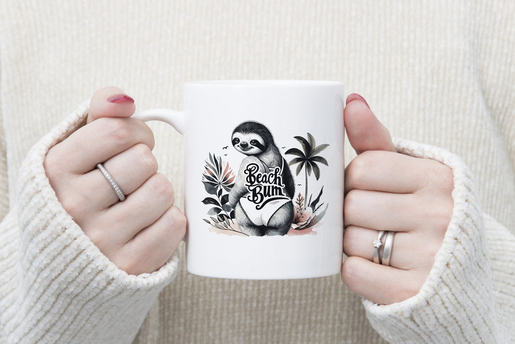 Funny Beach Bum Sloth Novelty Mug Coffee Cup Tea Gift