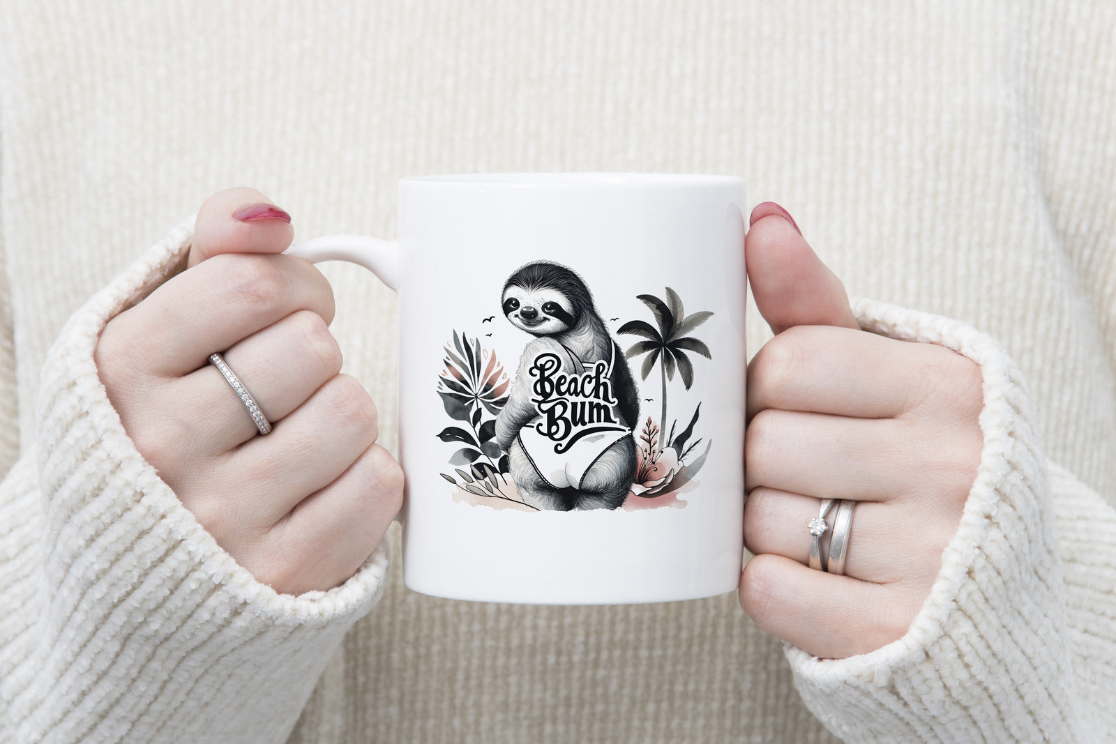 Funny Beach Bum Sloth Novelty Mug Coffee Cup Tea Gift