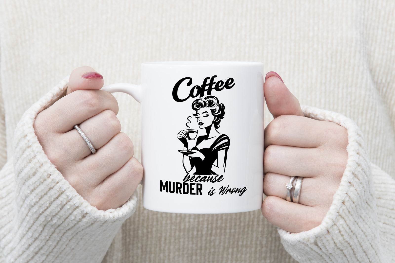 Coffee Because Murder is Wrong Novelty Mug Sarcastic Caffeine Cup