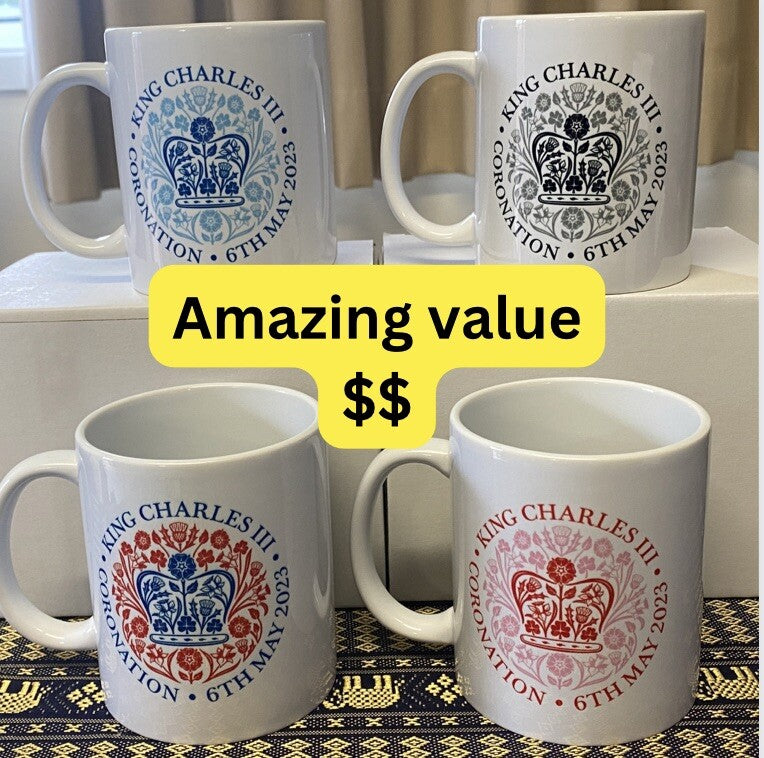 Coronation mug King Charles III Official Memorabilia x4 bundle BNIB fast ship