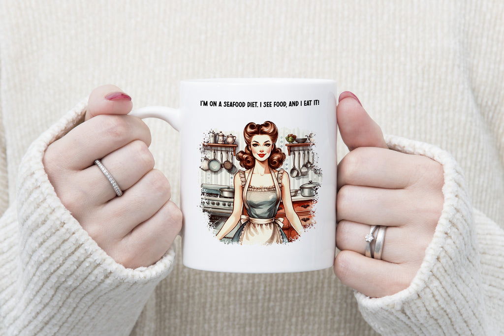 See Food Diet Funny Novelty Mug Seafood Funny Gift Coffee Cup