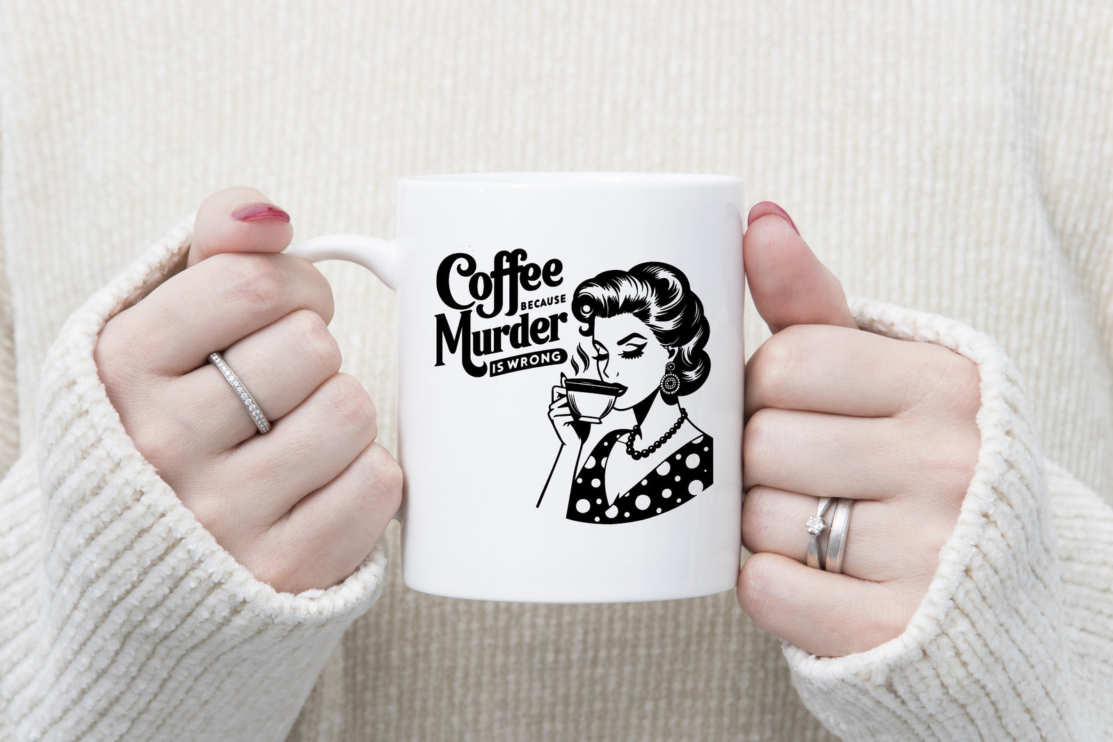 Coffee Because Murder is Wrong Retro Style Novelty Mug Fun Coffee Cup