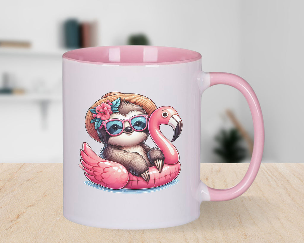 Sloth on float Novelty Mug Caffeine Pool Party Inflatable flamingo Tea Cup