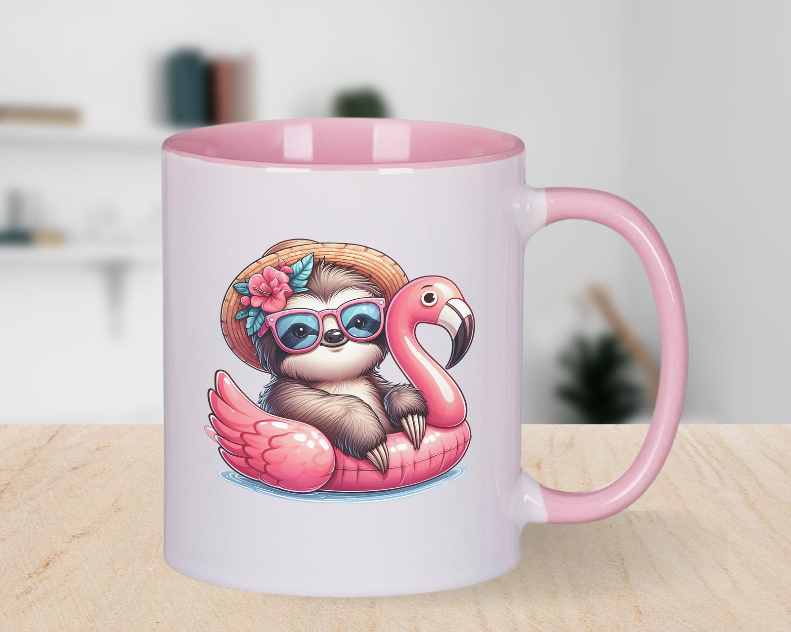 Sloth on float Novelty Mug Caffeine Pool Party Inflatable flamingo Tea Cup