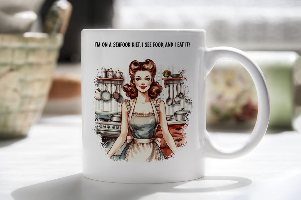 See Food Diet Funny Novelty Mug Seafood Funny Gift Coffee Cup