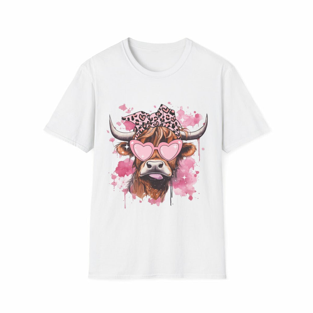 Love Highland Coo unisex t-shirt White Valentine's Day Cow Tee