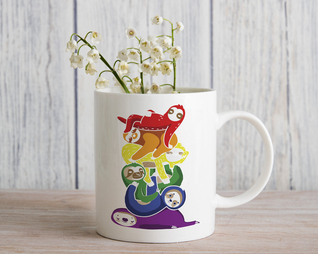 Sloth Pride Rainbow Novety Mug Love Coffee Cup