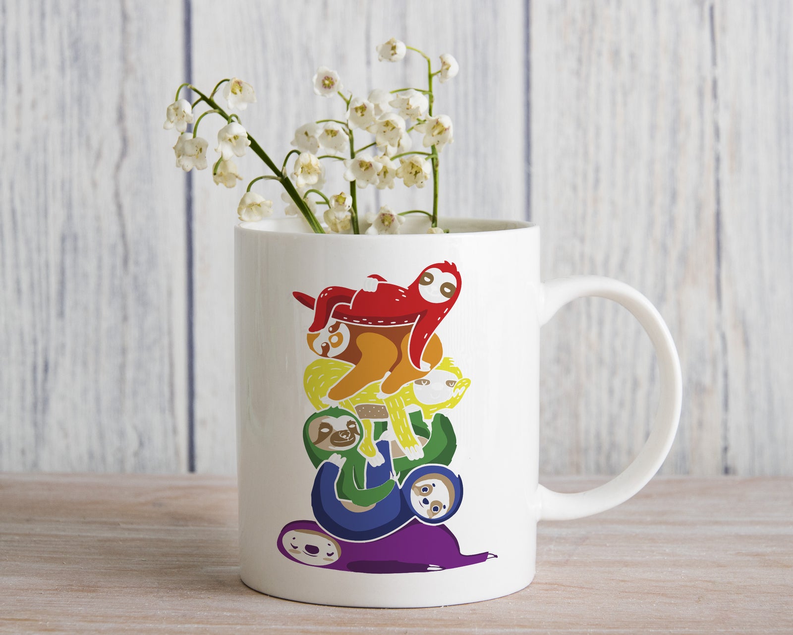 Sloth Pride Rainbow Novety Mug Love Coffee Cup