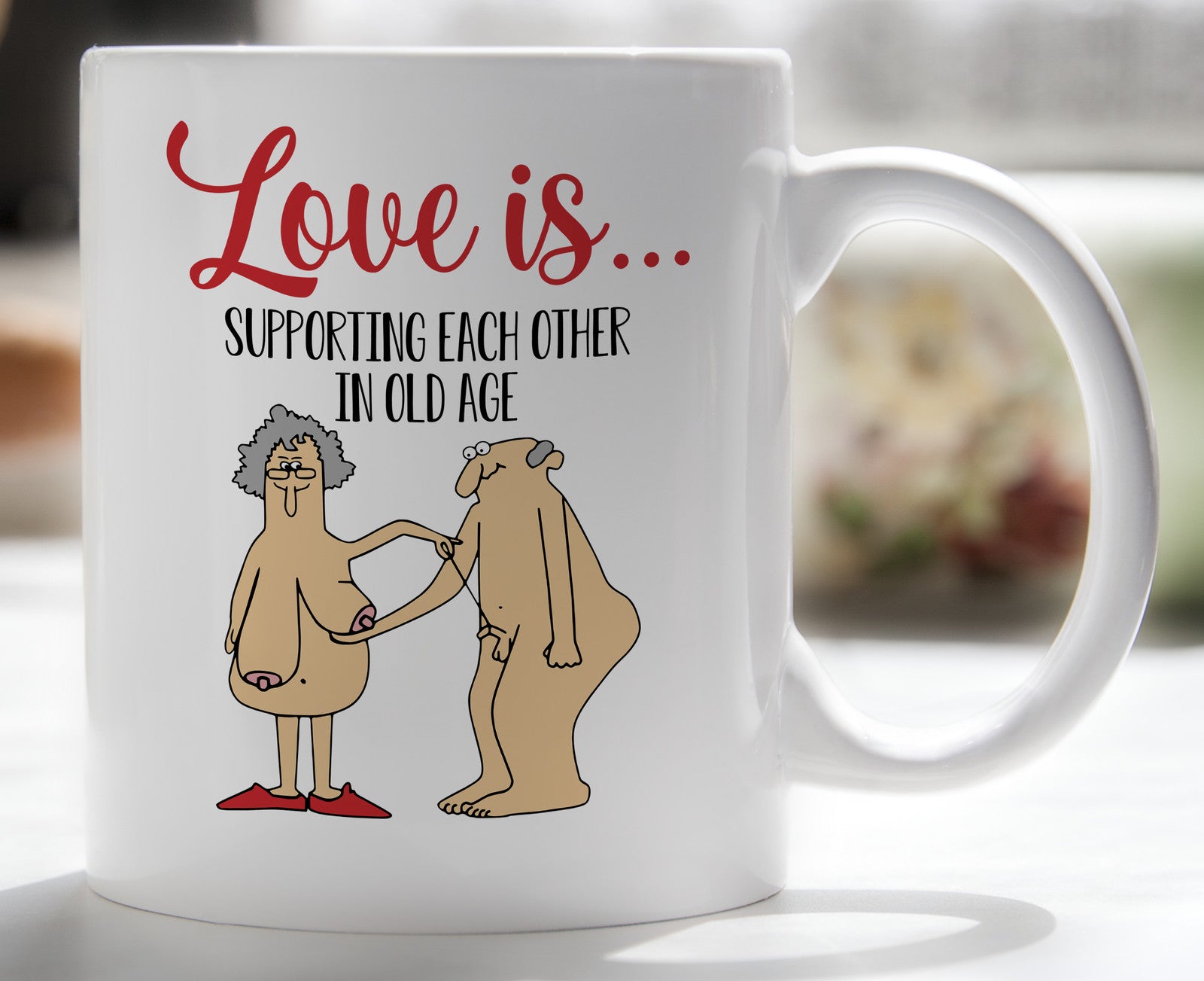 Funny Old Age Love Novelty Mug Supporting Each Other Coffee Cup Growing Together