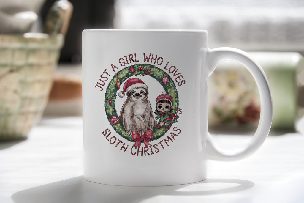 Christmas Sloth Just a Girl Who Loves Novelty Mug Coffee Cup