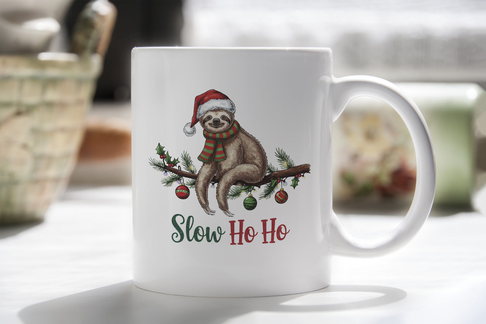 Funny Sloth Novelty Mug Slow Ho Ho Christmas