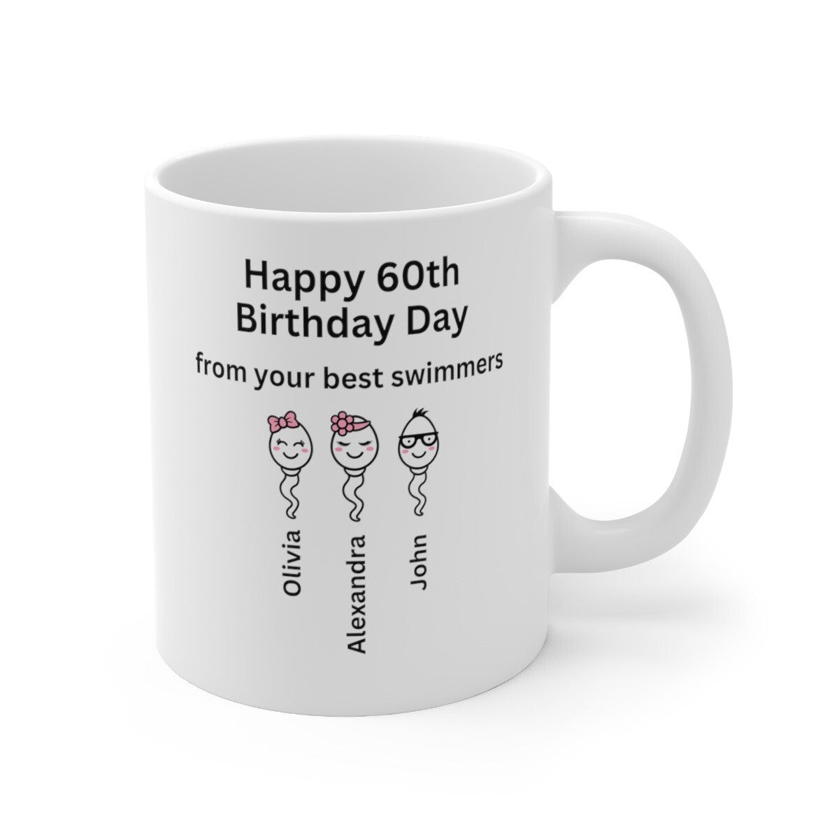 30, 40, 50, 60th novelty Birthday mug Customised Swimmer Best Sperm Funny