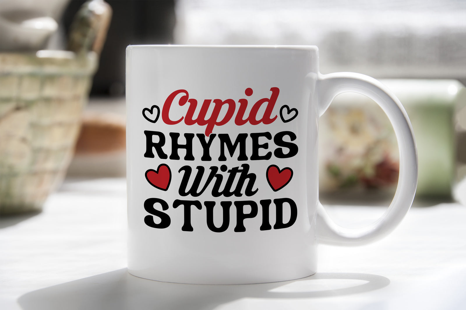 Cupid Rhymes with Stupid Anti Valentine's Day Novelty Mug Coffee Cup