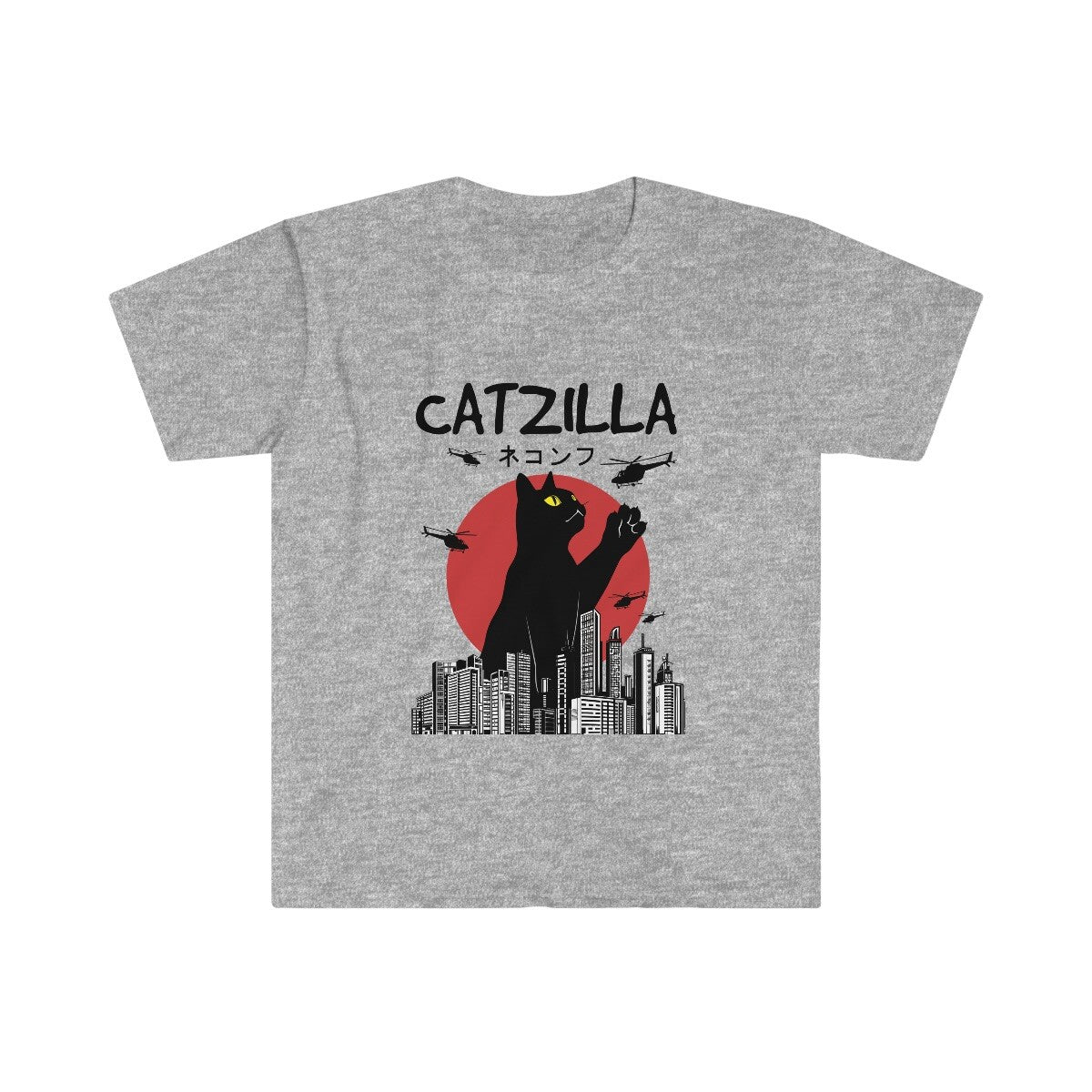 Catzilla Funny cat t-shirt novelty unisex XS To 2XL Godzilla Parody